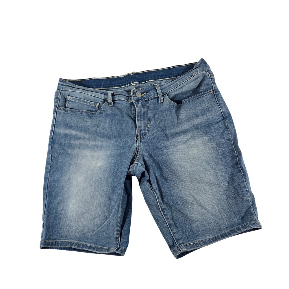 Levis 515 Bermuda Shorts Women 30 Medium Wash Stretch Denim Mid Rise 15072